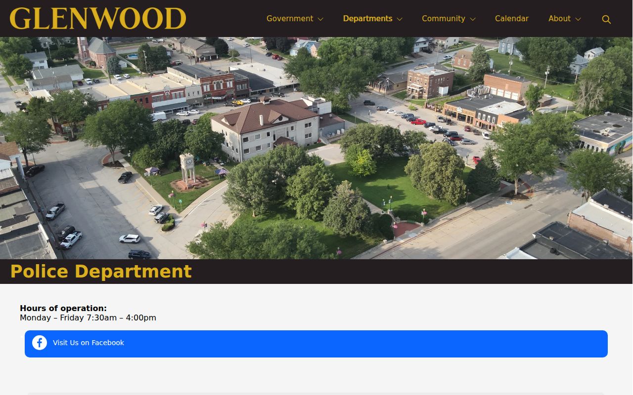 Glenwood Police Department arrest record source in Mills County