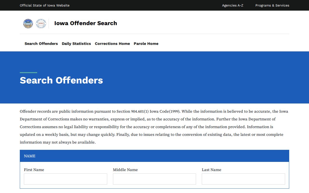 Iowa DOC search for Mills County state offender records