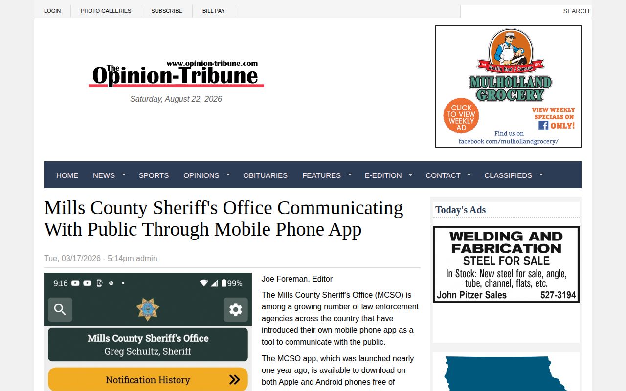Mills County current inmate photo and booking app report